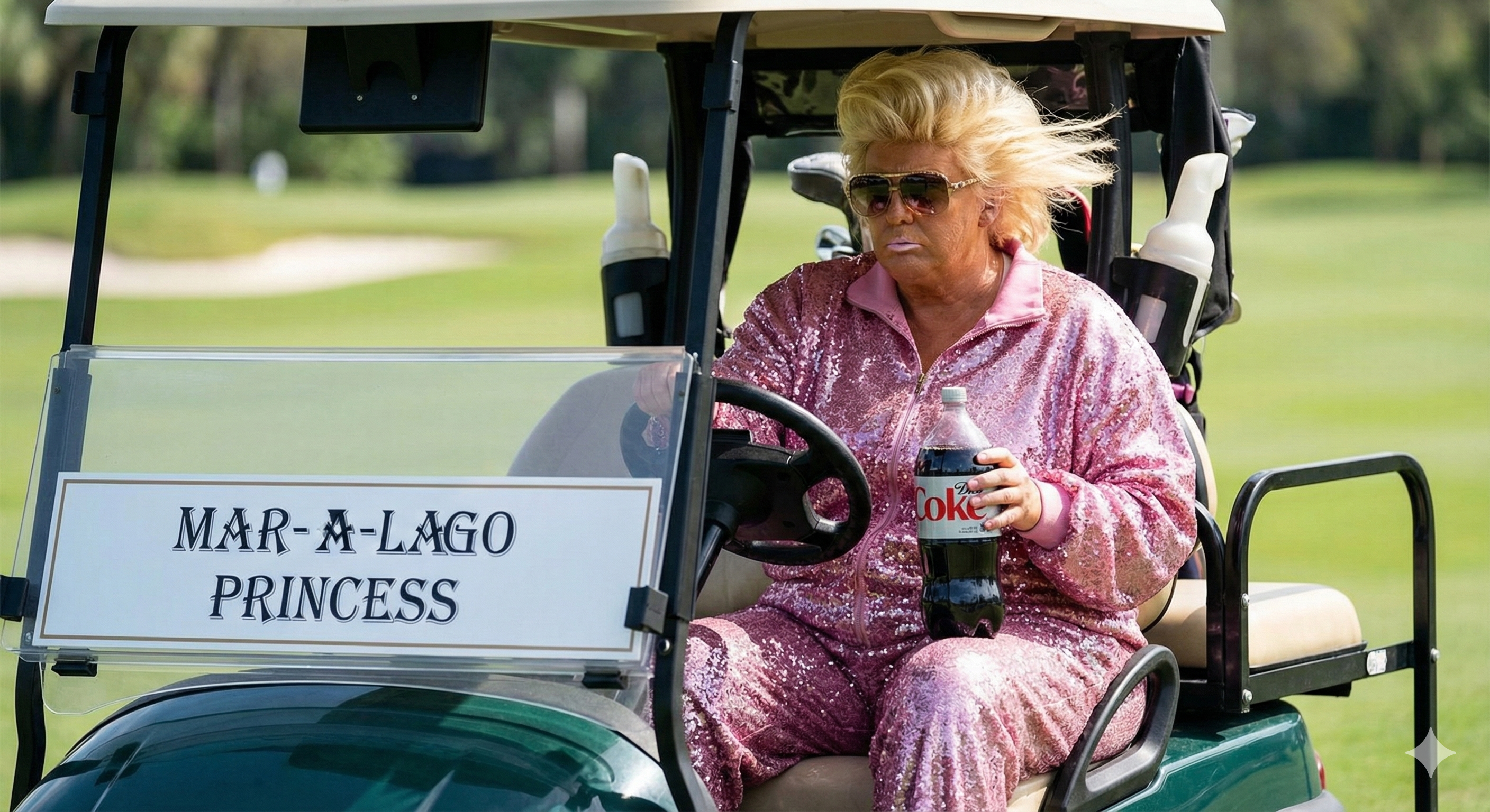 The Mar-a-Lago Princess in a pink sequin outfit